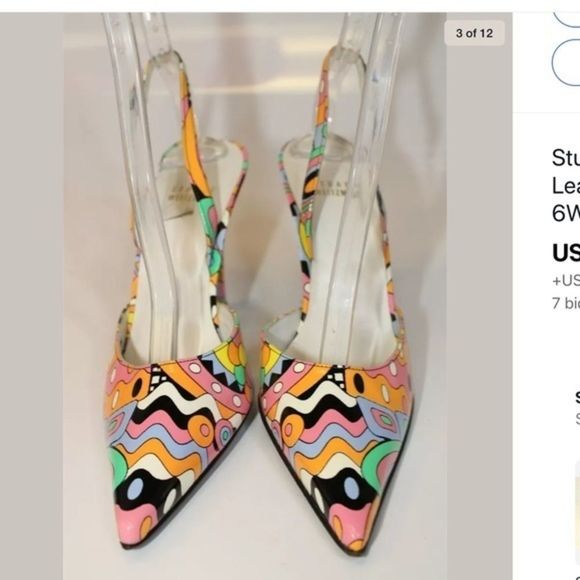 Stuart Weitzman Womens 7 M Patent Leather Slingbacks Spain Made Heels - Picture 5 of 11